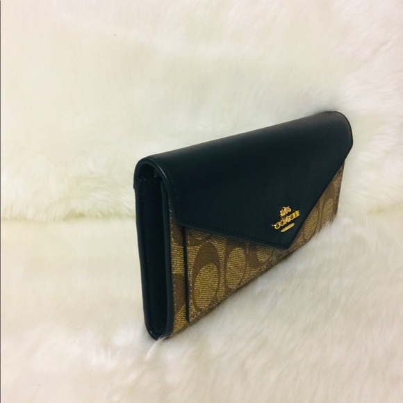 Coach Slim Envelope Black Wallet Signature Canvas - Picture 4 of 11
